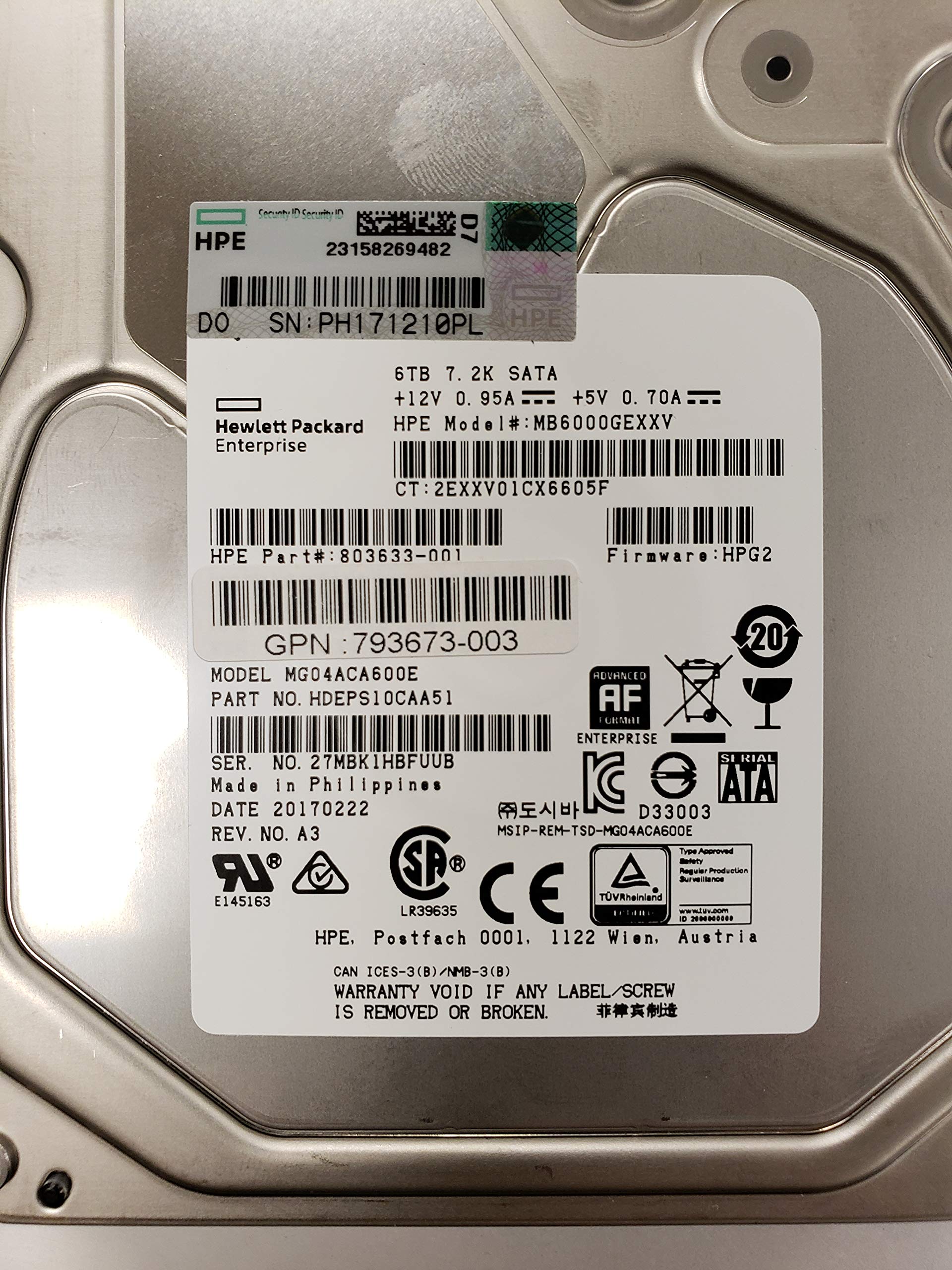 Amazon.com: HP 8TB 6G SATA 7.2K 3.5IN 512E SC Hard Drive : Electronics